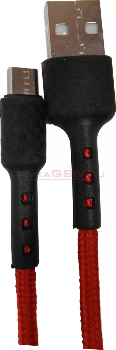 USB Кабель для micro USB "Mi-Digit" Carbon, TPU, 2.4A, Красный, 1 м.